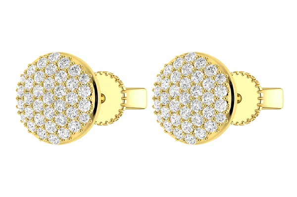 Dome Diamond Stud Earrings 14k Solid Gold 0.50ctw