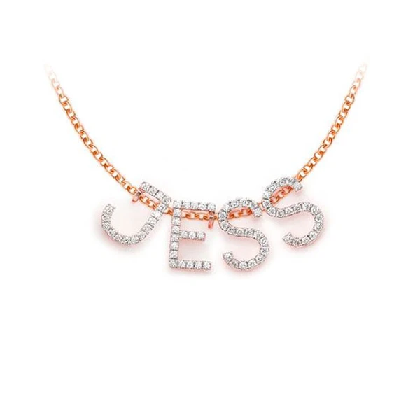 Letters & Numbers Diamond Pendant 14k Solid Gold .10ctw