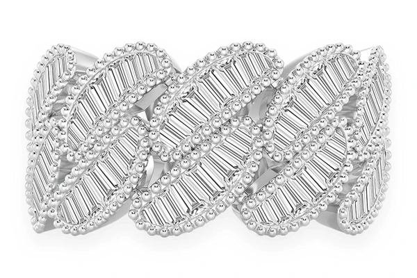 Miami Cuban Baguette Diamond Ring 14k Solid Gold 1.30ctw