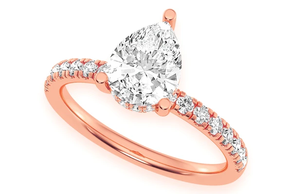 Thinn - 1.50ct Pear Solitaire -one Row Under Halo - Diamond Engagement Ring - All Natural