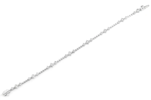 Beaded Four Point Star Trio Bracelet 14k Solid Gold 0.60ctw