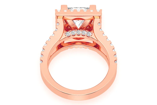 3.00ct Princess Solitaire - Two Row Split - Diamond Engagement Ring - All Natural Vs Diamonds