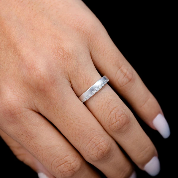 One Row Gypsy Set Diamond Band Ring 14k Solid Gold 0.25ctw