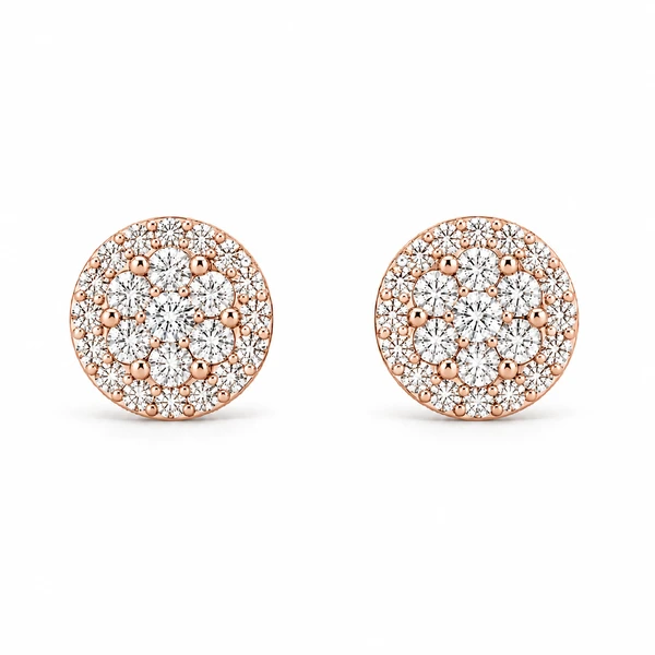 Halo Flower Stud Earrings 14k   1.00ctw