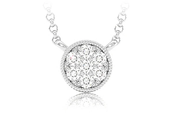 Round Diamond Disc Pendant 14k Solid Gold 0.10ctw