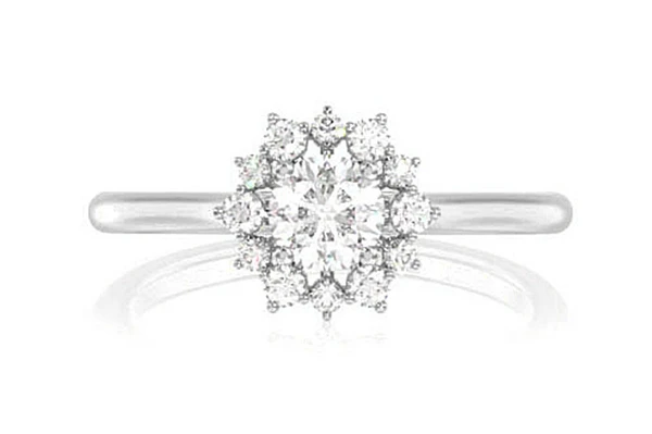 0.45ctw Flower Burst - Diamond Engagement Ring - All Natural 