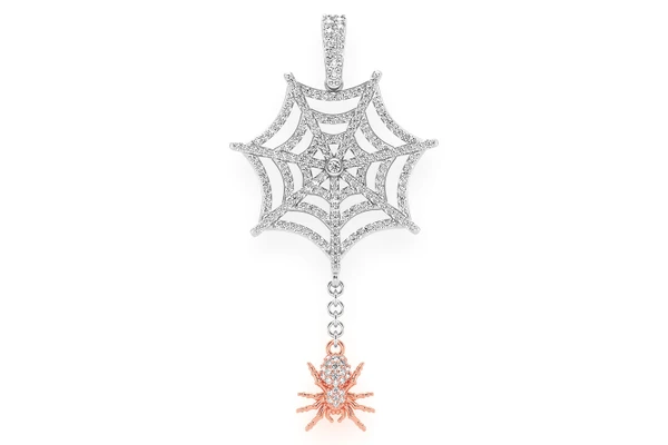 Spider Web Diamond Pendant 14k Solid Gold 1.00ctw