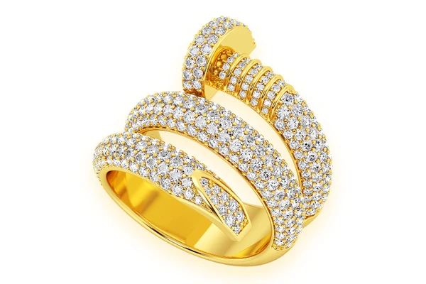 Nail Wrap Diamond Ring 14k Solid Gold 3.00ctw