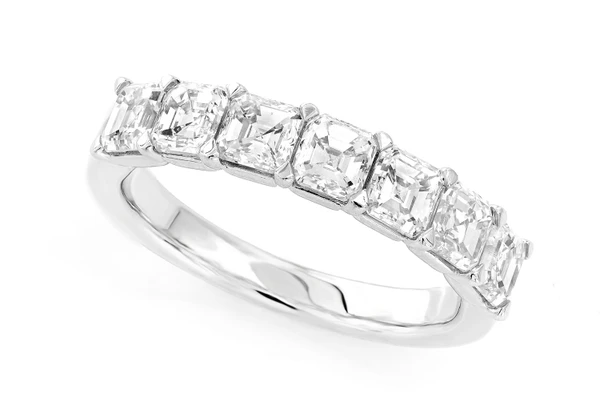 30ptr Asscher Diamond Band 14k Solid Gold 2.19ctw