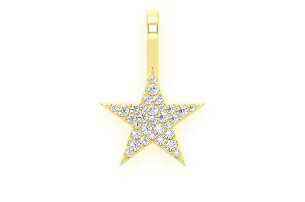 Five Point Star Diamond Pendant 14k Solid Gold .20ctw