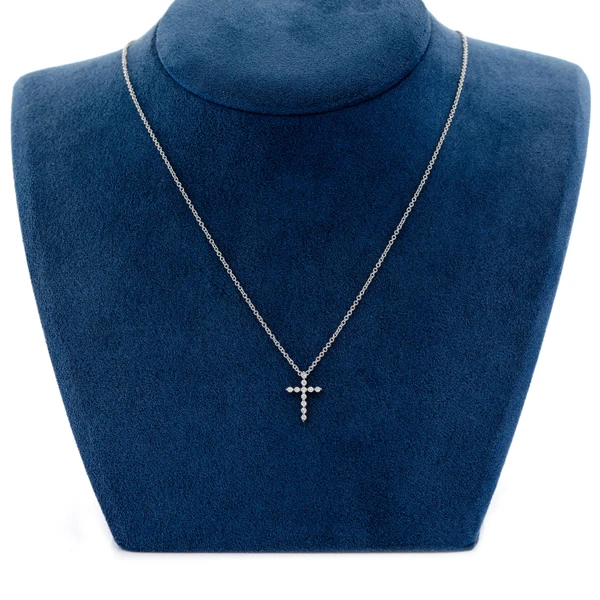 Cross Diamond Pendant Necklace Attached 14k Solid Gold 0.15ctw