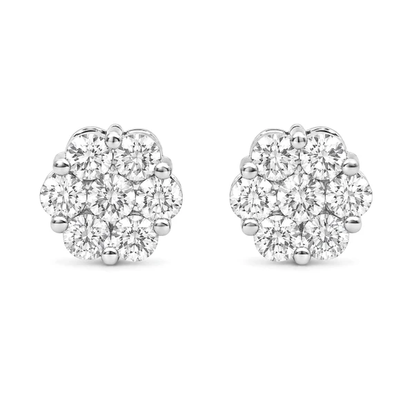 Flower Stud Earrings 14k   2.00ctw