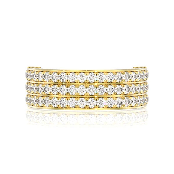 Three Row Diamond Band Ring 14k Solid Gold 2.00ctw