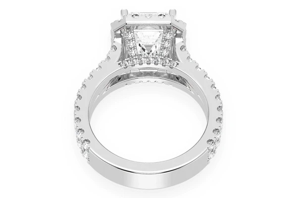 Sphinx - 3.00ct Emerald Solitaire - Split Shank Halo - Diamond Engagement Ring - All Natural