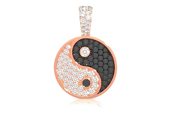 Yin Yang Black & White Diamond Pendant 14k Solid Gold 0.80ctw