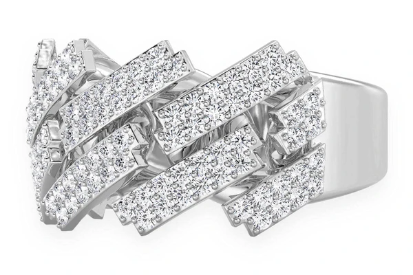 Jagged Miami Cuban Diamond Ring 14k Solid Gold 1.45ctw