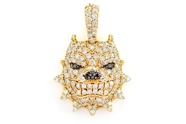 Pitbull Spike Collar Diamond Pendant 14k Solid Gold 1.25ctw 