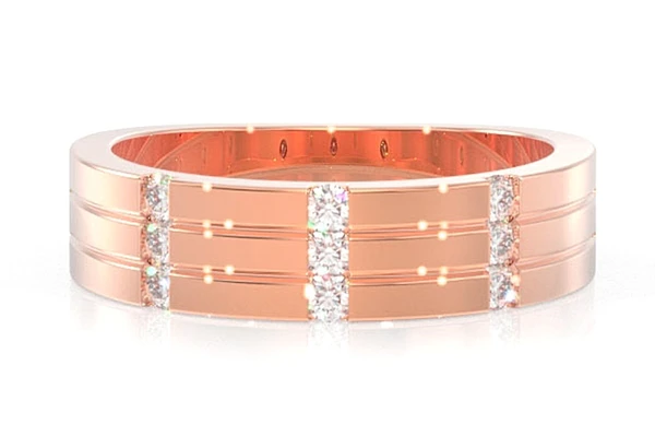 3 Row Cigar Diamond Ring 14k Solid Gold 0.33ctw