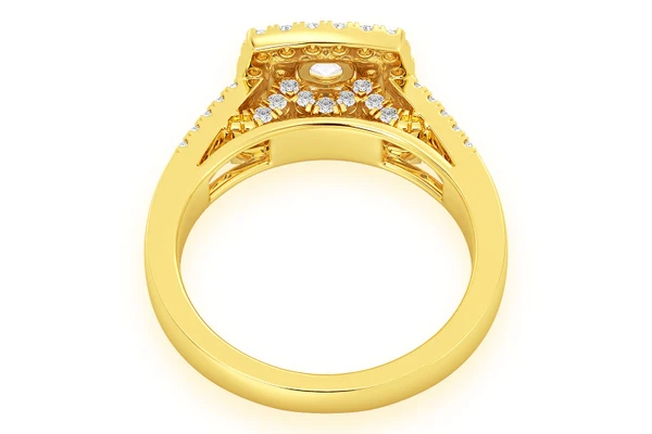 .75ctw - Round Double Halo Split Shank - Diamond Engagement Ring - All Natural