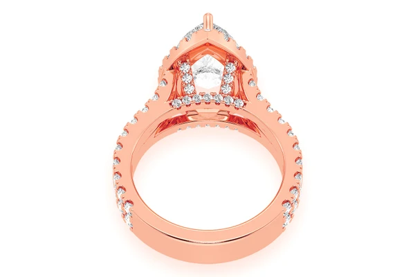 Sphinx - 3.00ct Pear Solitaire - Two Row Split Scallop - Diamond Engagement Ring - All Natural Diamonds