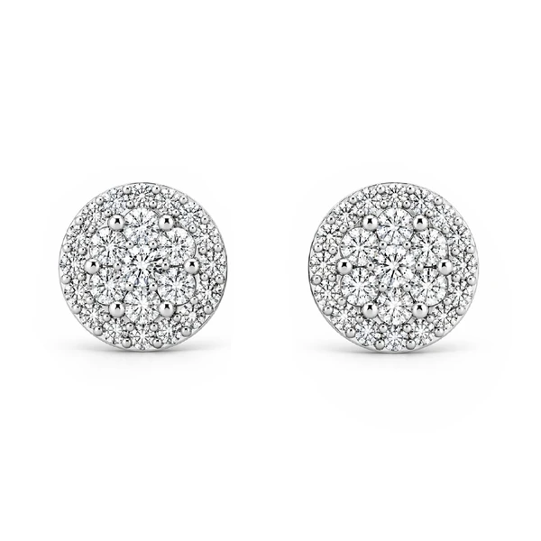 Halo Flower Stud Earrings 14k   1.50ctw