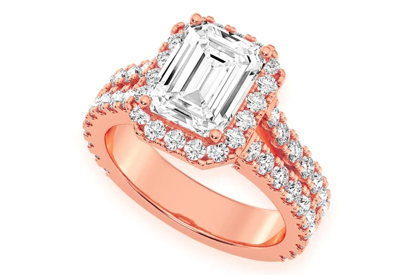 Sphinx - 2.00ct Emerald Cut Solitaire - Halo Split Shank - Diamond Engagement Ring - All Natural Vs Diamonds