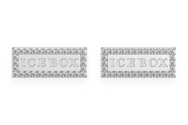 Icebox Bar Logo Stud Diamond Earrings 14k Solid Gold 0.20ctw