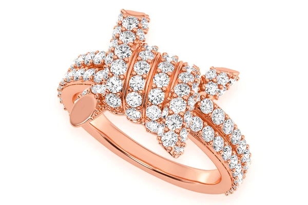 Barbed Wire Diamond Ring 14k Solid Gold 1.70ctw