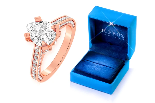 2.00ct Pear Solitaire -deluxe One Row Scallop - Diamond Engagement Ring - All Natural