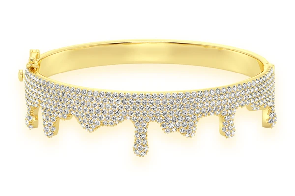 Drip Diamond Bangle 14k Solid Gold 5.50ctw