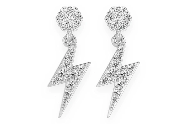 Lightning Bolt Stud Dangling Diamond Earrings 14k Solid Gold 0.50ctw