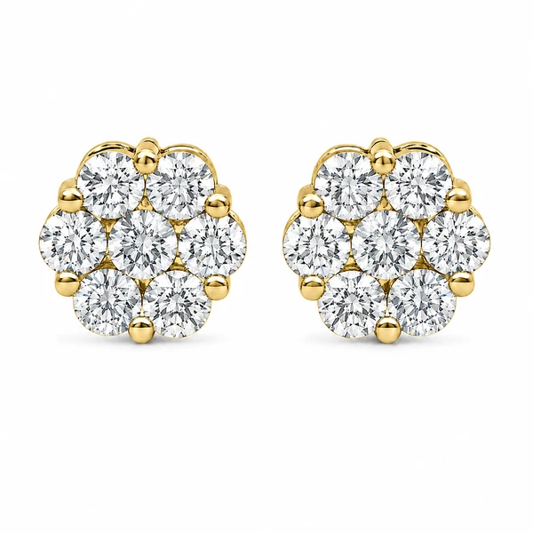 Flower Stud Earrings 14k   4.00ctw