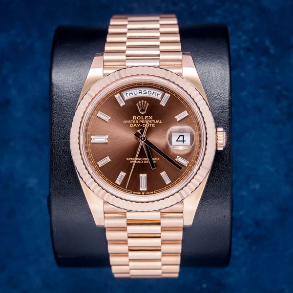 Rose Gold Day-Date 40MM (228235) Chocolate Baguette Dial