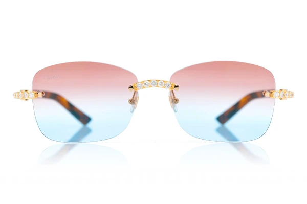 Icebox - Cartier Glasses Iced Out Diamonds Rimless - Pink