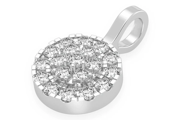 Round Two Tier Halo Diamond Pendant 14k Solid Gold 1.15ctw