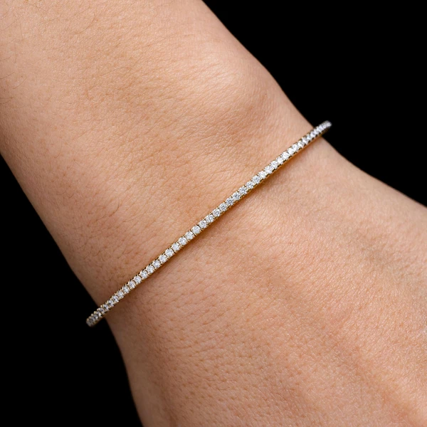 Prong Set Diamond Flex Tennis Bangle Bracelet 14k Solid Gold 0.70ctw