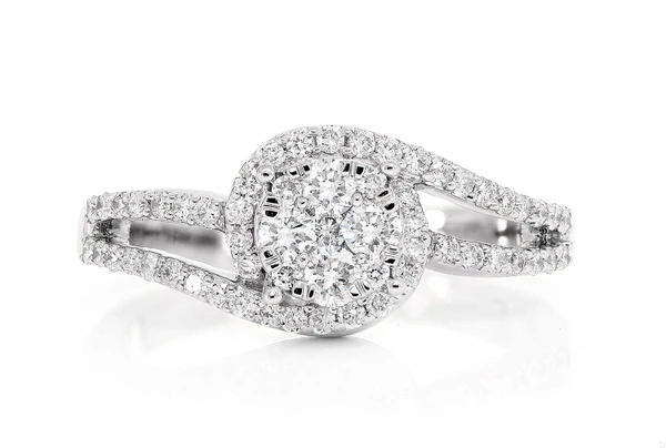 Twisted Mosaic Diamond Ring 14k Solid Gold 0.60ctw