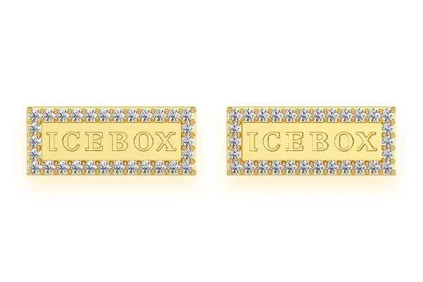 Icebox Bar Logo Stud Diamond Earrings 14k Solid Gold 0.20ctw