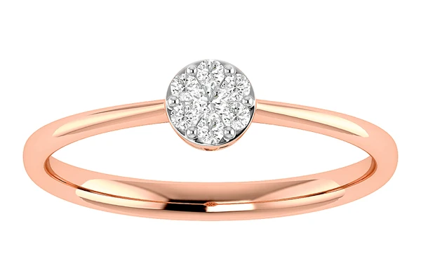 Round Cluster Diamond Ring 14k Solid Gold 0.10ctw