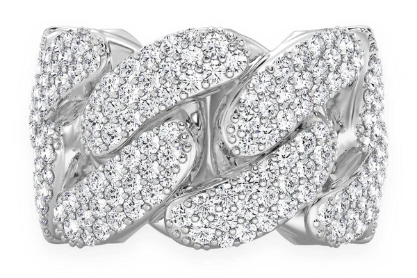 Super Miami Cuban Diamond Ring 14k Solid Gold 2.50ctw