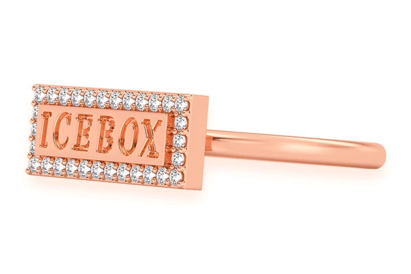 Icebox Logo Diamond Ring 14k Solid Gold 0.15ctw