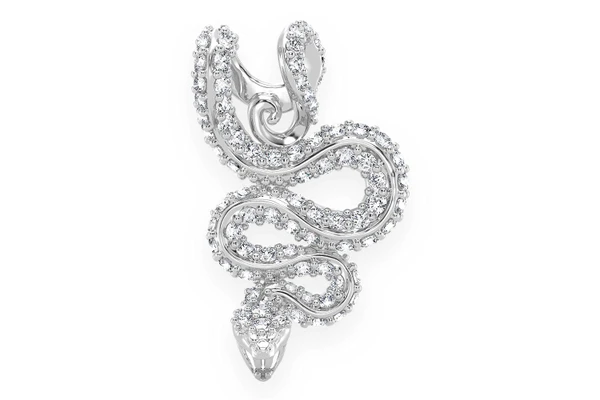 Attacking Snake Diamond Pendant 14k Solid Gold 0.60ctw
