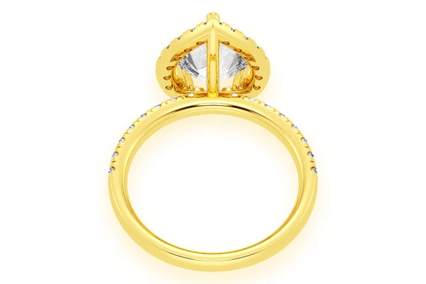 Thav - 2.00ct Pear Solitaire - Scallop Halo One Row - Diamond Engagement Ring - All Natural