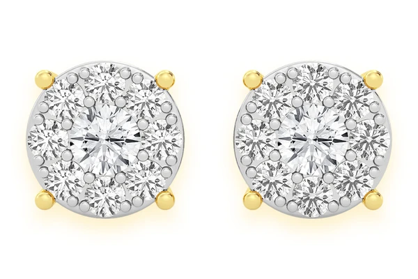 0.50ctw Mosaic Stud Diamond Earrings 14k Solid Gold 