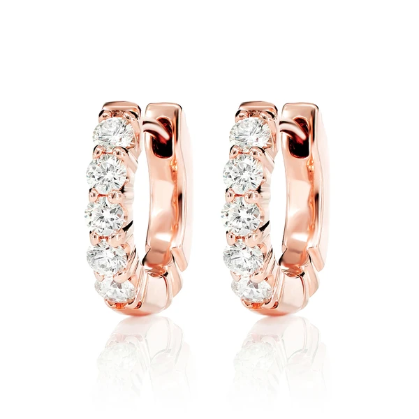 5pt Diamond Hoop Earrings 14k Solid Gold 0.45ctw