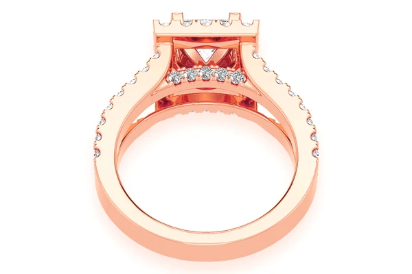 1.00ct Princess Solitaire - Two Row Split - Diamond Engagement Ring - All Natural Vs Diamonds