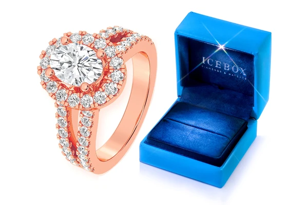 Sphinx - 1.00ct Oval Solitaire - Halo Split Shank - Diamond Engagement Ring - All Natural Vs Diamonds