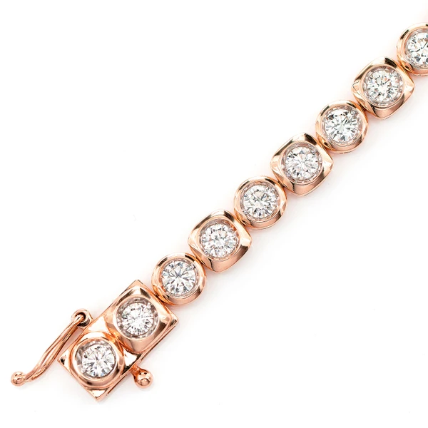 10pt Bezel Set Diamond Bracelet 14k Solid Gold 3.85ctw 