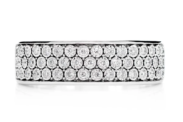 Three Row Miracle Set Diamond Band Ring 14k Solid Gold 0.30ctw
