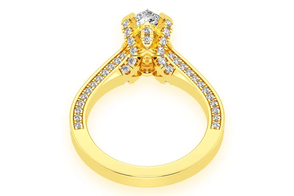 Chant - 1.50ct Pear Solitaire - Deluxe One Row Scallop - Diamond Engagement Ring - All Natural